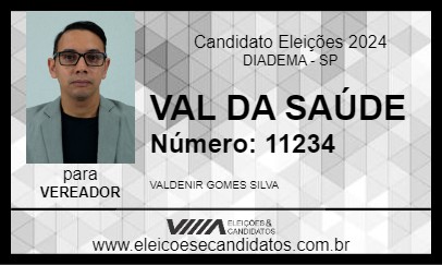 Candidato VAL DA SAÚDE 2024 - DIADEMA - Eleições