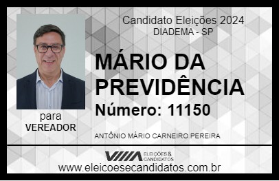 Candidato MÁRIO DA PREVIDÊNCIA 2024 - DIADEMA - Eleições