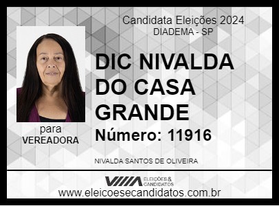 Candidato DIC NIVALDA DO CASA GRANDE 2024 - DIADEMA - Eleições