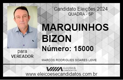 Candidato MARQUINHOS BIZON 2024 - QUADRA - Eleições