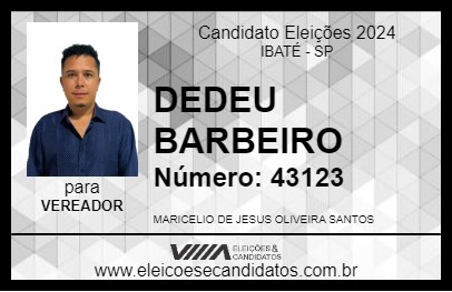 Candidato DEDEU BARBEIRO 2024 - IBATÉ - Eleições