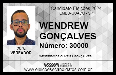 Candidato WENDREW GONÇALVES 2024 - EMBU-GUAÇU - Eleições