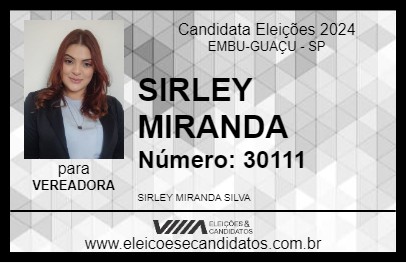 Candidato SIRLEY MIRANDA 2024 - EMBU-GUAÇU - Eleições