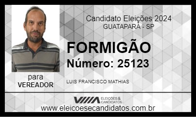 Candidato FORMIGÃO 2024 - GUATAPARÁ - Eleições