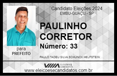 Candidato PAULINHO CORRETOR 2024 - EMBU-GUAÇU - Eleições