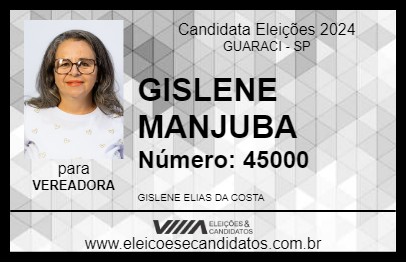 Candidato GISLENE MANJUBA 2024 - GUARACI - Eleições