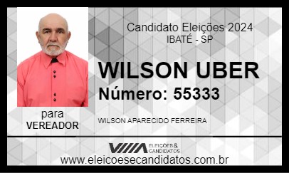 Candidato WILSON UBER 2024 - IBATÉ - Eleições