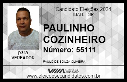 Candidato PAULINHO COZINHEIRO 2024 - IBATÉ - Eleições