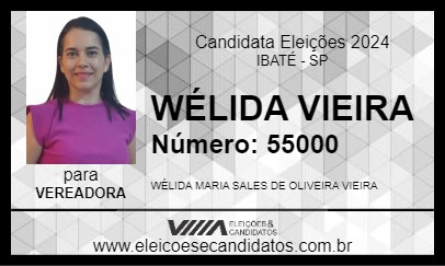 Candidato WÉLIDA VIEIRA 2024 - IBATÉ - Eleições