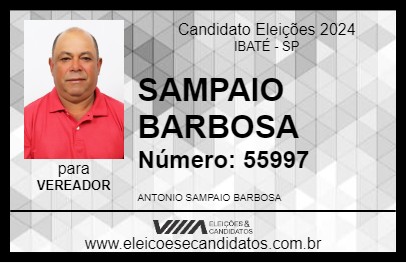 Candidato SAMPAIO BARBOSA 2024 - IBATÉ - Eleições