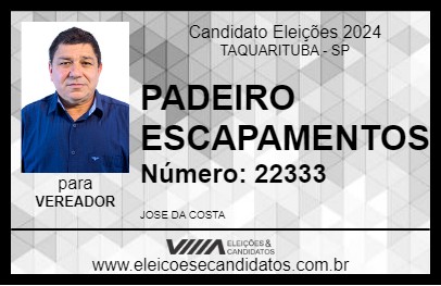 Candidato PADEIRO ESCAPAMENTOS 2024 - TAQUARITUBA - Eleições