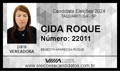 Candidato CIDA ROQUE 2024 - TAQUARITUBA - Eleições