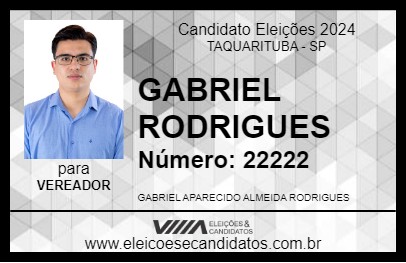 Candidato GABRIEL RODRIGUES 2024 - TAQUARITUBA - Eleições