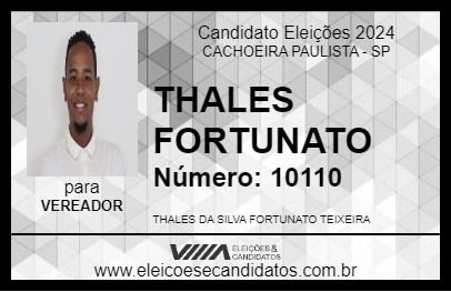 Candidato THALES FORTUNATO 2024 - CACHOEIRA PAULISTA - Eleições