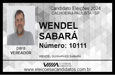 Candidato WENDEL SABARÁ 2024 - CACHOEIRA PAULISTA - Eleições