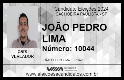 Candidato JOÃO PEDRO LIMA 2024 - CACHOEIRA PAULISTA - Eleições