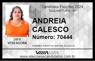 Candidato ANDREIA CALESCO 2024 - TAQUARITUBA - Eleições