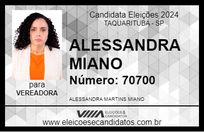 Candidato ALESSANDRA MIANO 2024 - TAQUARITUBA - Eleições