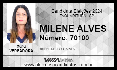 Candidato MILENE ALVES 2024 - TAQUARITUBA - Eleições