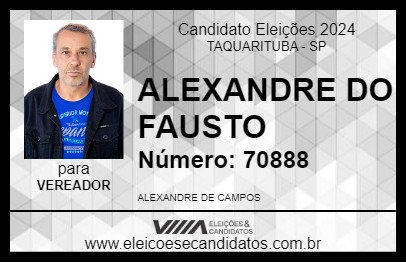 Candidato ALEXANDRE DO FAUSTO 2024 - TAQUARITUBA - Eleições