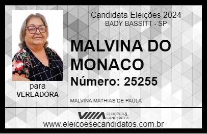 Candidato MALVINA DO MONACO 2024 - BADY BASSITT - Eleições