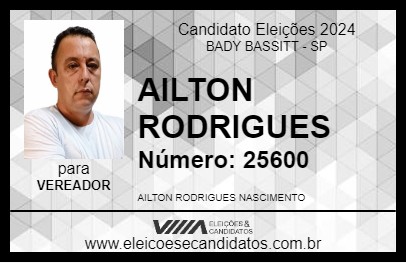 Candidato AILTON RODRIGUES 2024 - BADY BASSITT - Eleições