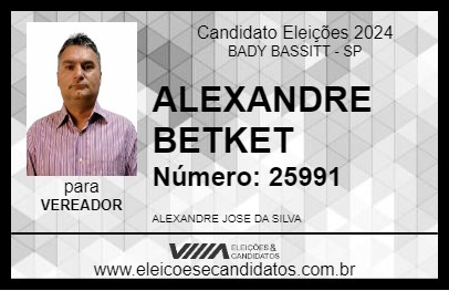 Candidato ALEXANDRE BETKET 2024 - BADY BASSITT - Eleições