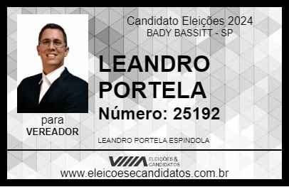 Candidato LEANDRO PORTELA 2024 - BADY BASSITT - Eleições