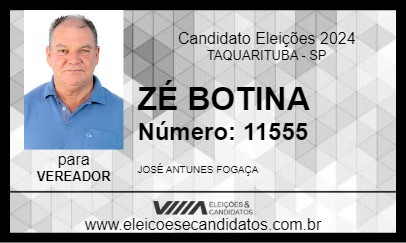 Candidato ZÉ BOTINA 2024 - TAQUARITUBA - Eleições