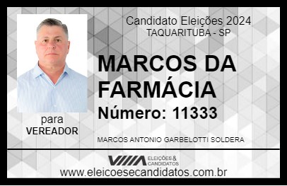 Candidato MARCOS DA FARMÁCIA 2024 - TAQUARITUBA - Eleições