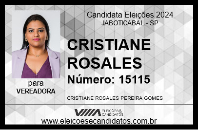 Candidato CRISTIANE ROSALES 2024 - JABOTICABAL - Eleições