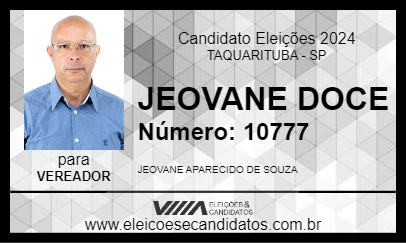 Candidato JEOVANE DOCE 2024 - TAQUARITUBA - Eleições