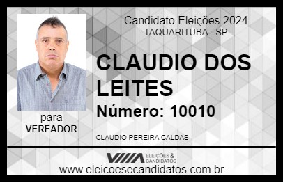 Candidato CLAUDIO DOS LEITES 2024 - TAQUARITUBA - Eleições