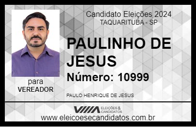 Candidato PAULINHO DE JESUS 2024 - TAQUARITUBA - Eleições