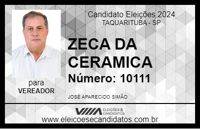 Candidato ZECA DA CERAMICA 2024 - TAQUARITUBA - Eleições