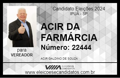 Candidato ACIR DA FARMÁRCIA 2024 - IPUÃ - Eleições