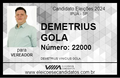 Candidato DEMETRIUS GOLA 2024 - IPUÃ - Eleições