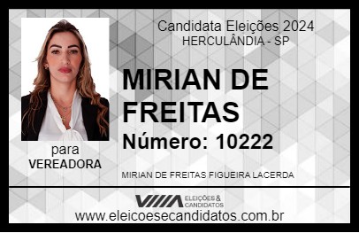 Candidato MIRIAN DE FREITAS 2024 - HERCULÂNDIA - Eleições