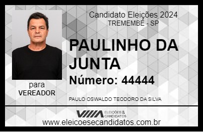 Candidato PAULO OSWALDO TEODORO DA SILVA 2024 - TREMEMBÉ - Eleições