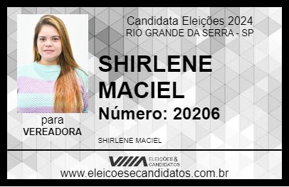 Candidato SHIRLENE MACIEL 2024 - RIO GRANDE DA SERRA - Eleições