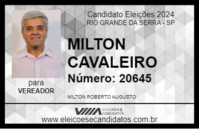 Candidato MILTON CAVALEIRO 2024 - RIO GRANDE DA SERRA - Eleições