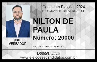 Candidato NILTON DE PAULA 2024 - RIO GRANDE DA SERRA - Eleições