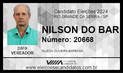 Candidato NILSON DO BAR 2024 - RIO GRANDE DA SERRA - Eleições