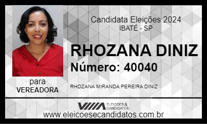 Candidato RHOZANA DINIZ 2024 - IBATÉ - Eleições