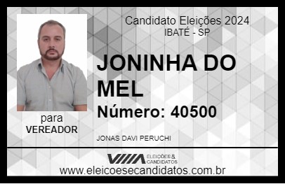 Candidato JONINHA DO MEL 2024 - IBATÉ - Eleições