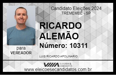 Candidato RICARDO ALEMÃO 2024 - TREMEMBÉ - Eleições