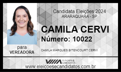 Candidato CAMILA CERVI 2024 - ARARAQUARA - Eleições