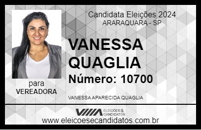 Candidato VANESSA QUAGLIA 2024 - ARARAQUARA - Eleições