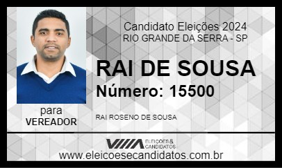 Candidato RAI DE SOUSA 2024 - RIO GRANDE DA SERRA - Eleições