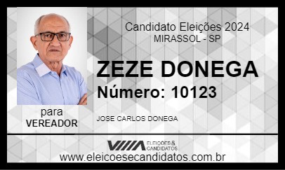 Candidato ZEZE DONEGA 2024 - MIRASSOL - Eleições